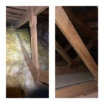 A before and after picture of the attic.